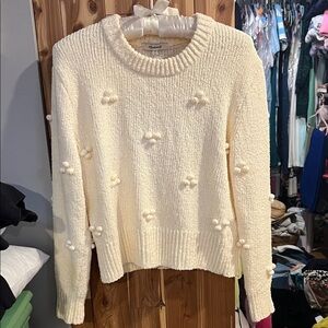Madewell Cream Pom Pom Sweater